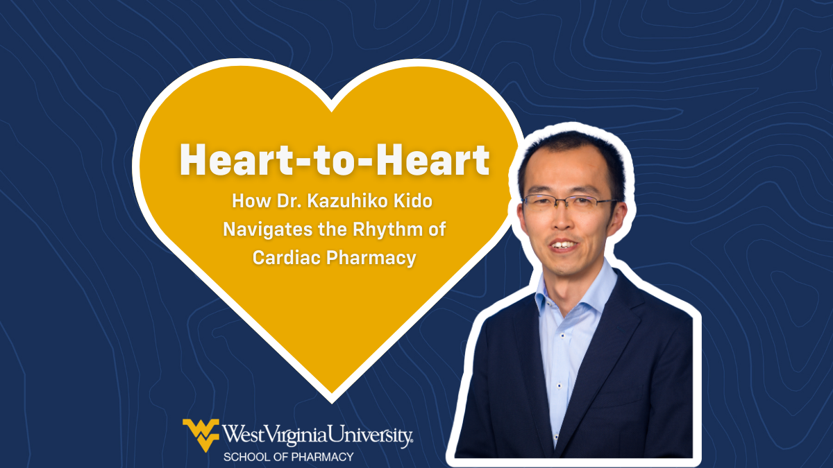 A blue graphic with a giant yellow heart and a man in a yellow suit.